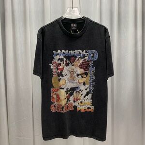 Saint Michael x One Piece Luffy Tee, Washed Black, Size L